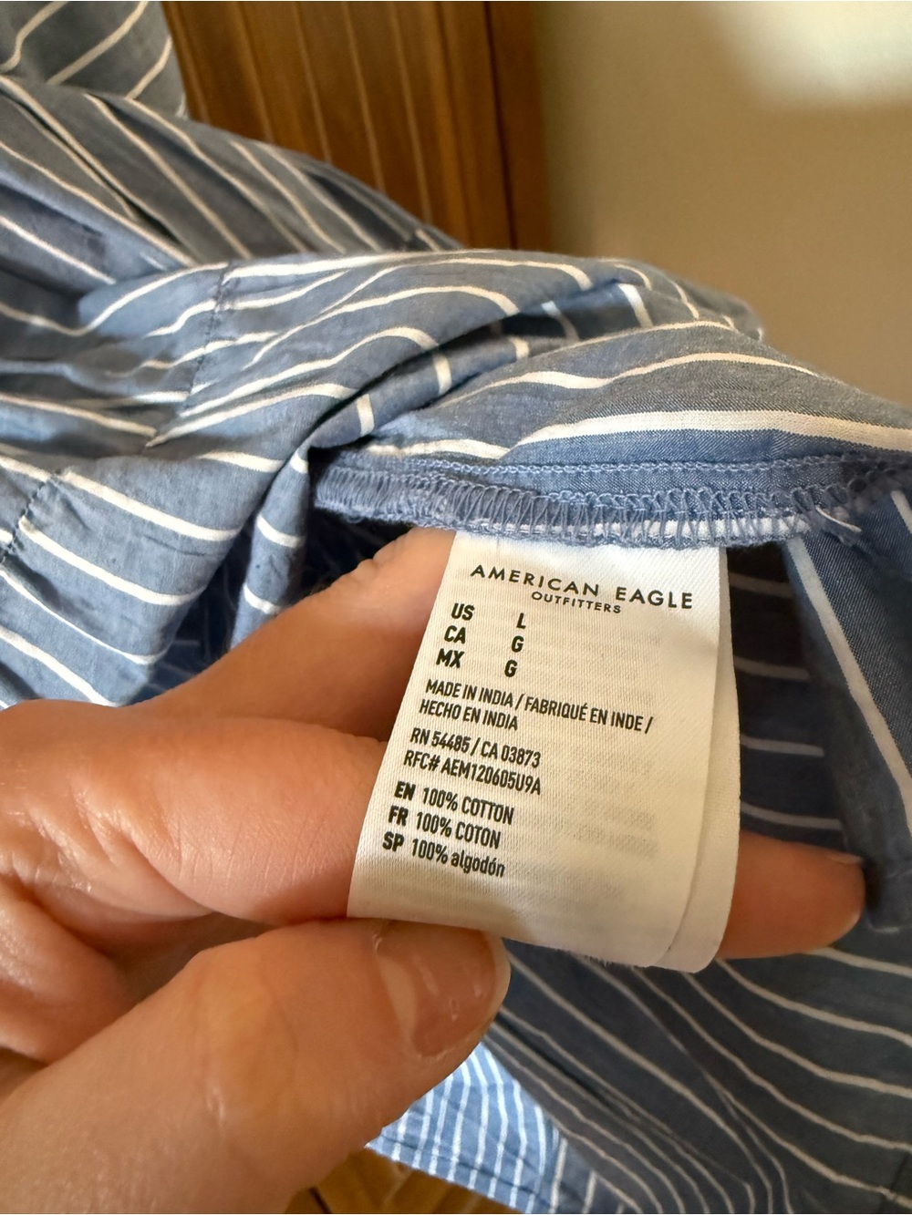 American Eagle Outfitters Blue and White Striped Tie Back Tiered Top - Picture 4 of 4